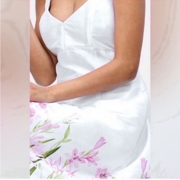 New Floral Vine Print Dupioni Banded Empire Dress Size: Xsmall - Picture 12 of 12